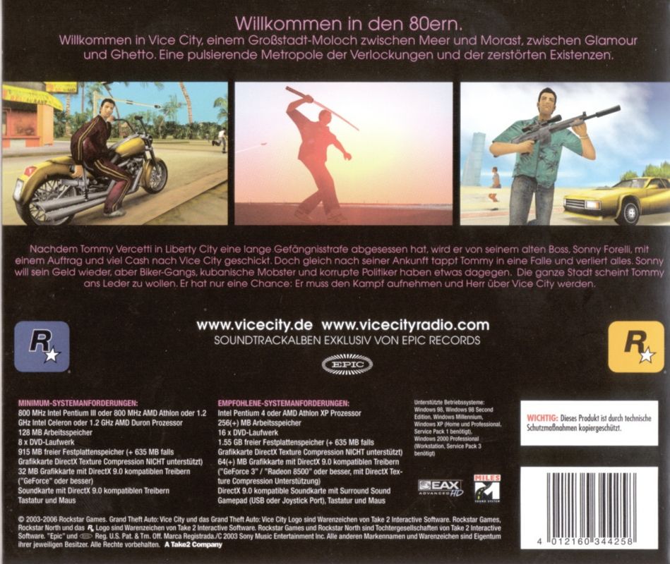 Other for Grand Theft Auto: Vice City (Windows) (Software Pyramide release): Jewel Case - Back