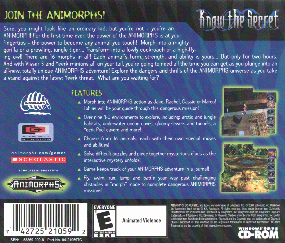 Other for Animorphs: Know the Secret (Windows): Jewel Case Back