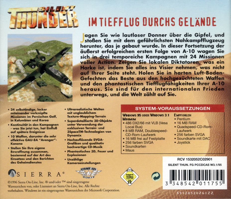 Other for Silent Thunder: A-10 Tank Killer II (Windows and Windows 3.x): Jewel Case - Back