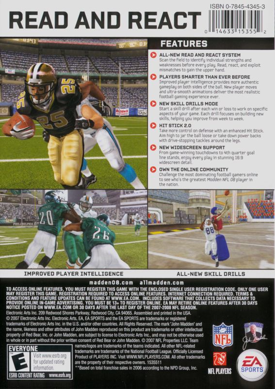 Madden NFL 08 cover or packaging material - MobyGames