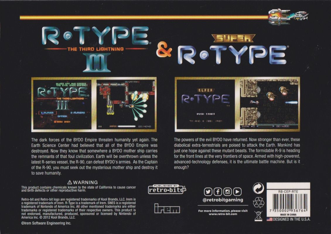 Other for R-Type III & Super R-Type (Collector's Edition) (SNES) (general European release (space blue colored cartridge version)): Game Box - Back