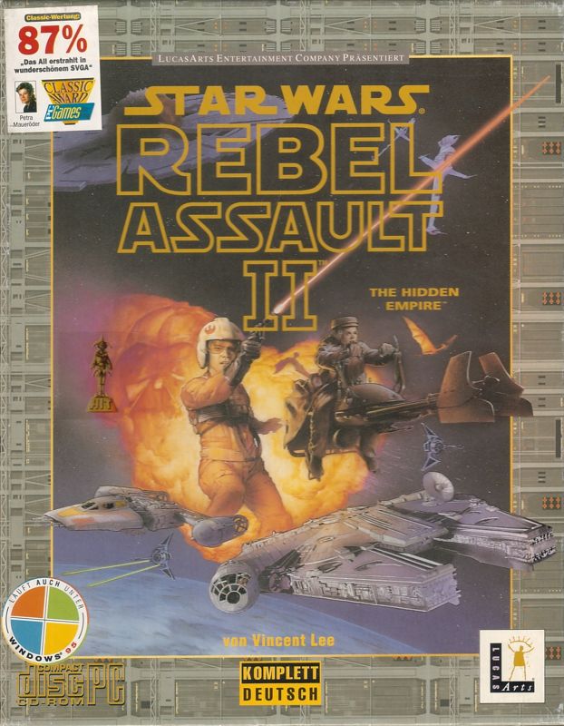Front Cover for Star Wars: Rebel Assault II - The Hidden Empire (DOS and Windows) (2nd German release (complete German)): With PC Games award sticker