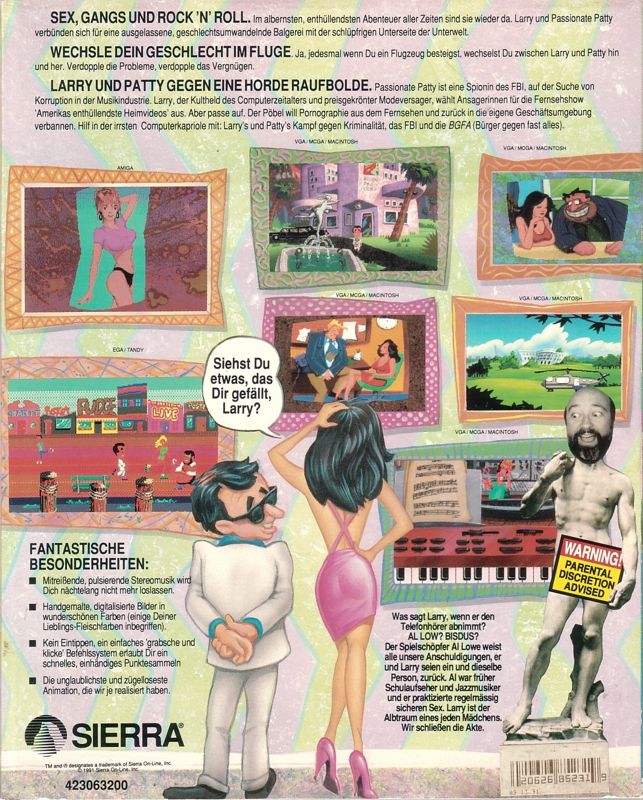 Back Cover for Leisure Suit Larry 5: Passionate Patti Does a Little Undercover Work (DOS) (English version)