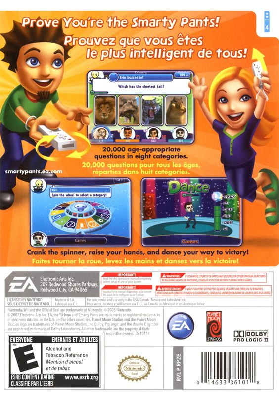 Back Cover for Smarty Pants (Wii)