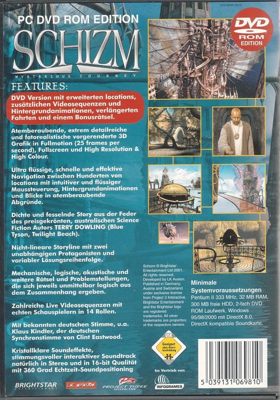 Back Cover for Schizm: Mysterious Journey (Windows) (DVD Re-Release)