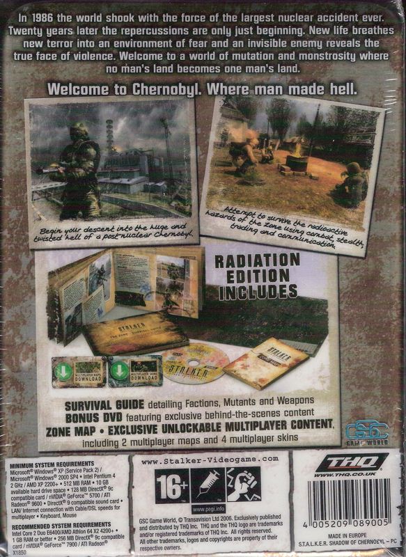Back Cover for S.T.A.L.K.E.R.: Shadow of Chernobyl (Limited Edition) (Windows) (Metal hinged case enclosed in a printed transparent sleeve)
