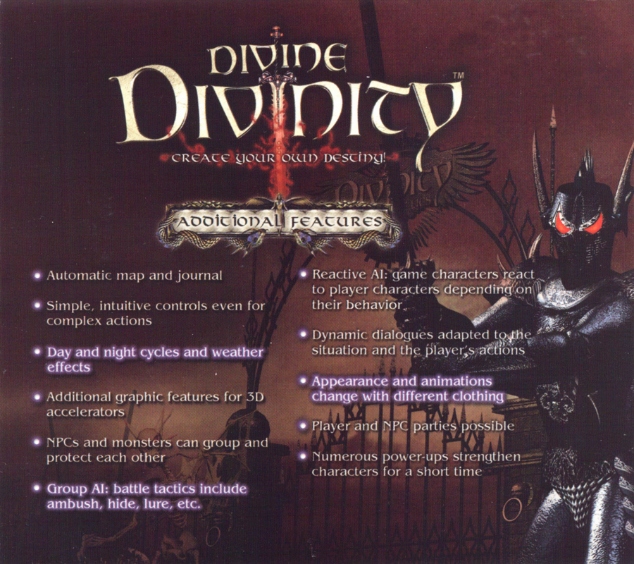 Inside Cover for Divine Divinity (Windows) (Budget release): Left Flap