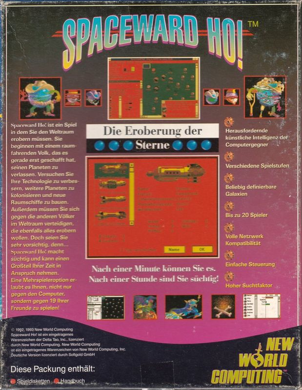Back Cover for Spaceward Ho! (DOS and Windows 3.x)