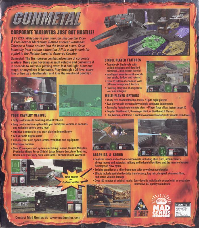 Back Cover for Gunmetal (DOS and Windows)
