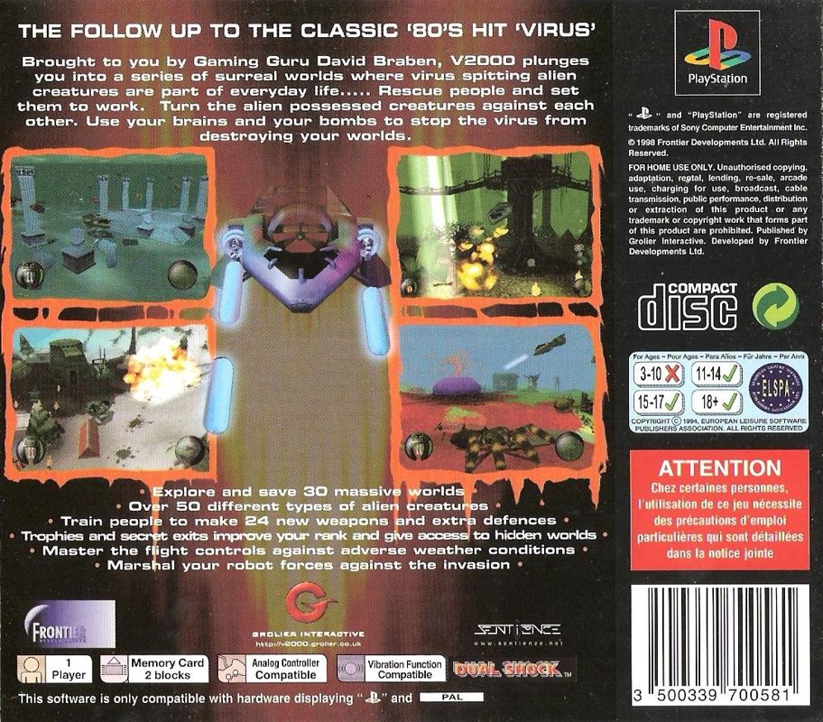 Back Cover for V2000 (PlayStation)