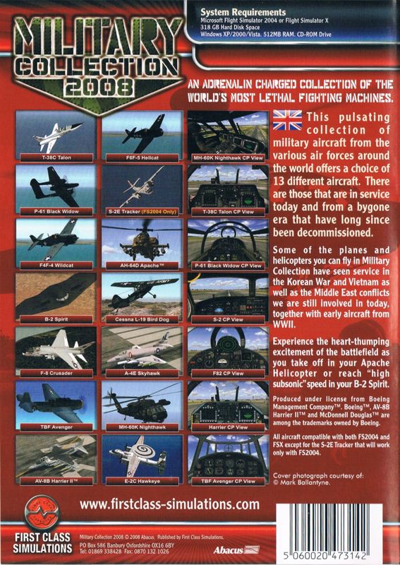 Back Cover for Military Collection 2008 (Windows) (Cover in English on one side, in German on the other.): UK