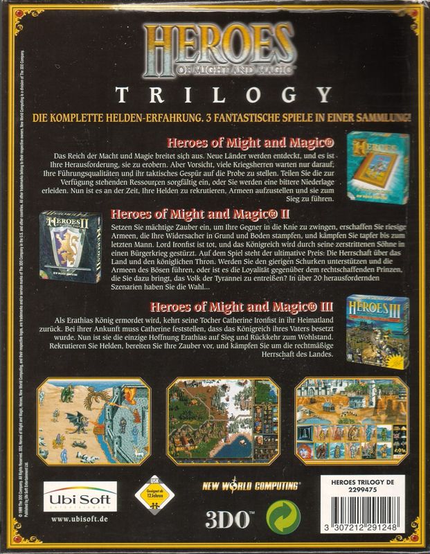 Back Cover for Heroes of Might and Magic Trilogy (Windows)