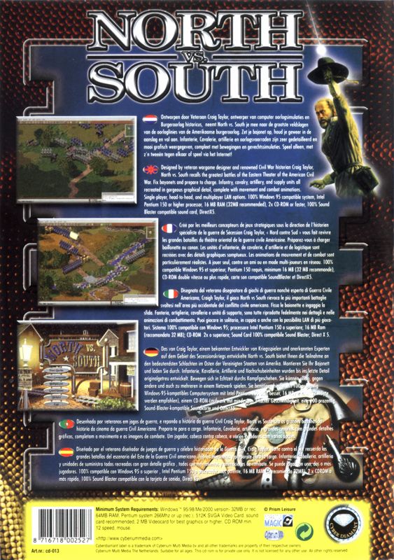Back Cover for North vs. South (Windows) (Cyber Diamant release)