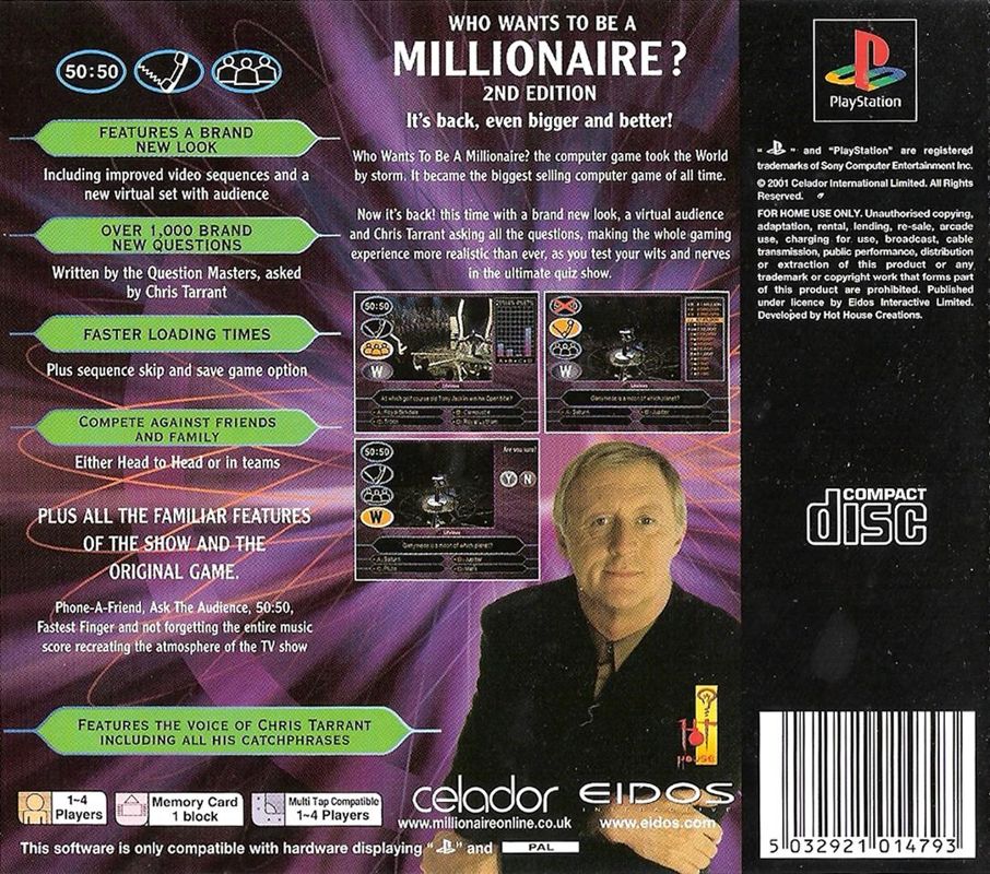 Back Cover for Who Wants to Be a Millionaire: 2nd Edition (PlayStation)