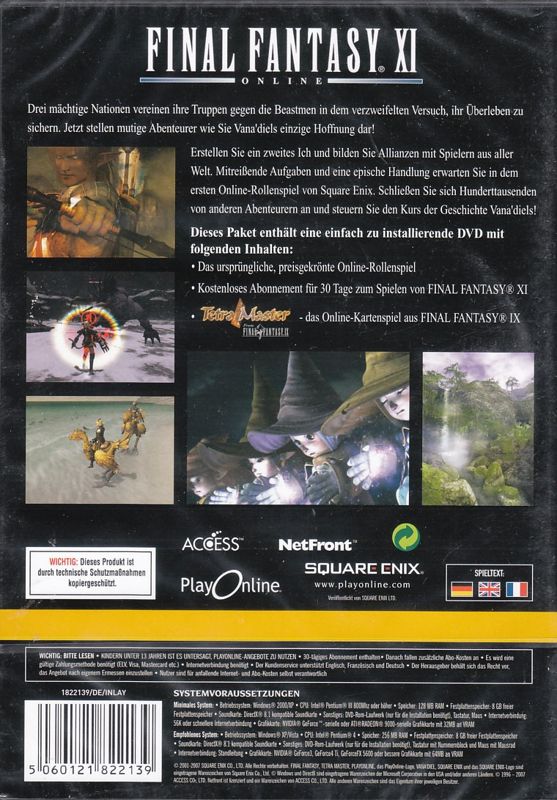 Back Cover for Final Fantasy XI Online: Starter Pack (Windows)