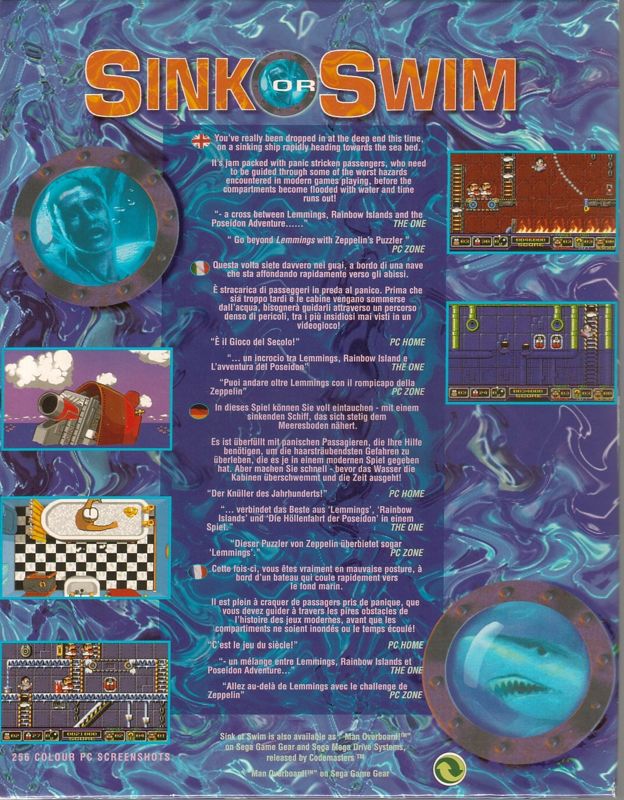 Back Cover for Sink or Swim (DOS) (Enhanced CD-ROM Version)