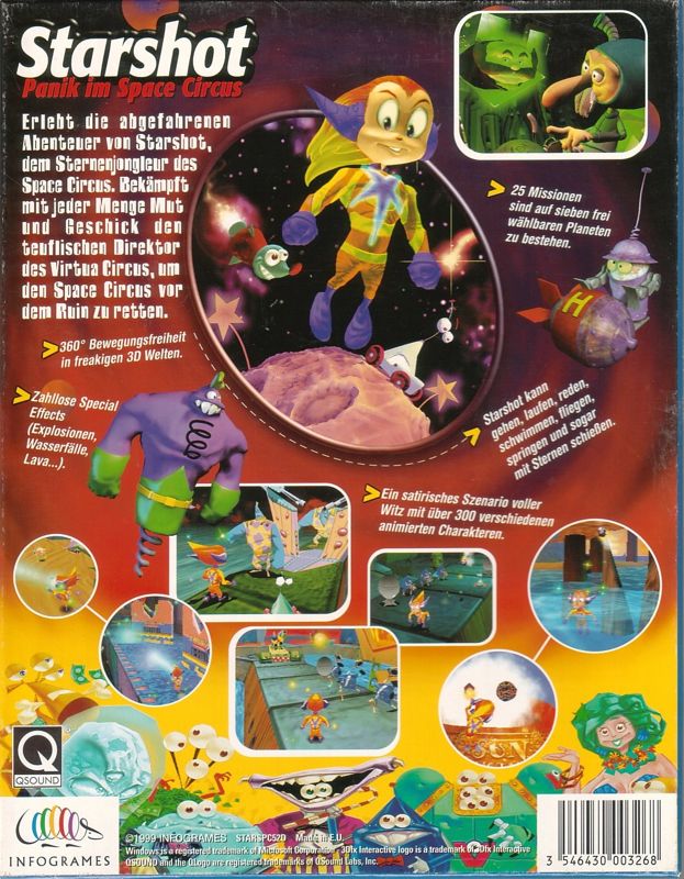 Back Cover for Starshot: Space Circus Fever (Windows) (Soft Price release)