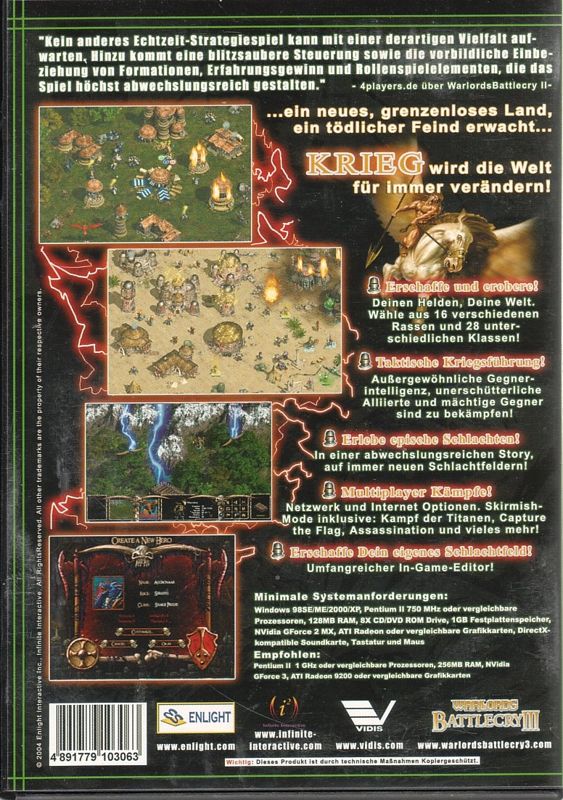 Back Cover for Warlords: Battlecry III (Windows)