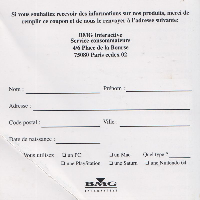 Extras for The Pink Panther: Passport to Peril (Windows 16-bit): Registration Card - Front