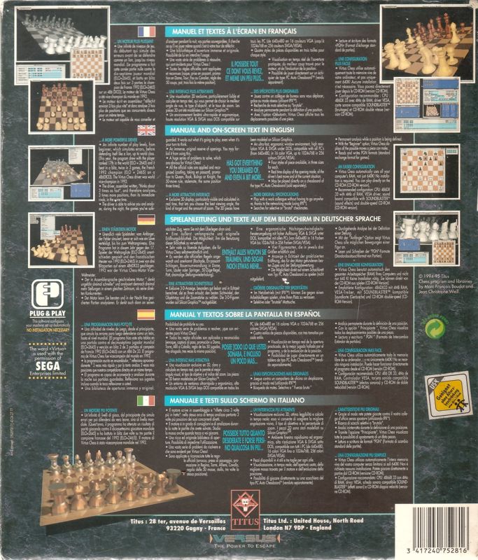 Back Cover for Virtual Chess (Windows)