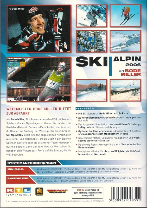 Back Cover for Bode Miller Alpine Skiing (Windows)