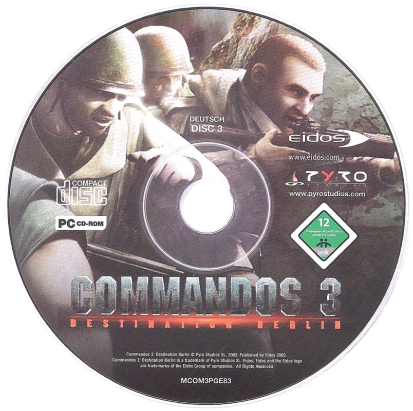 Media for Commandos 3: Destination Berlin (Windows) (Premier Collection release): Disc 3