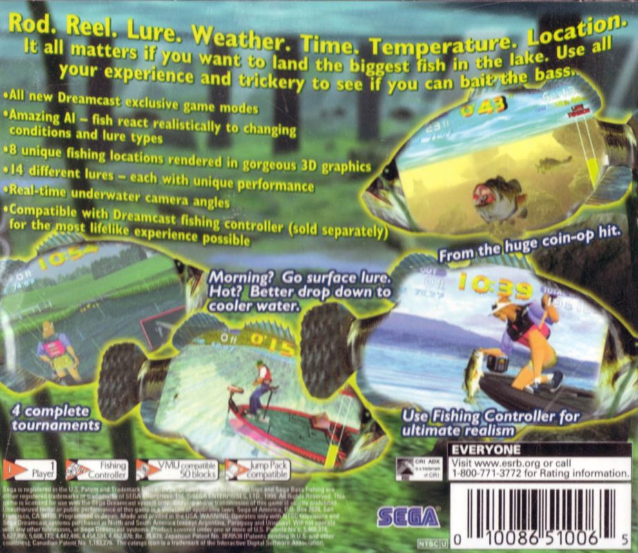 Back Cover for SEGA Bass Fishing (Dreamcast)