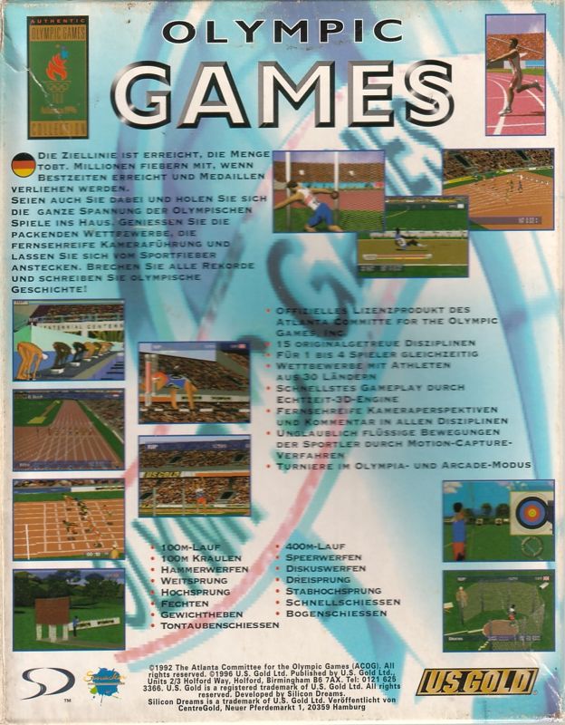 Olympic Games Atlanta 1996 Cover Or Packaging Material Mobygames