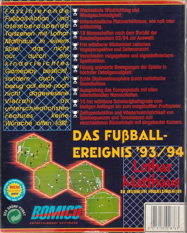 Back Cover for European Champions (DOS)