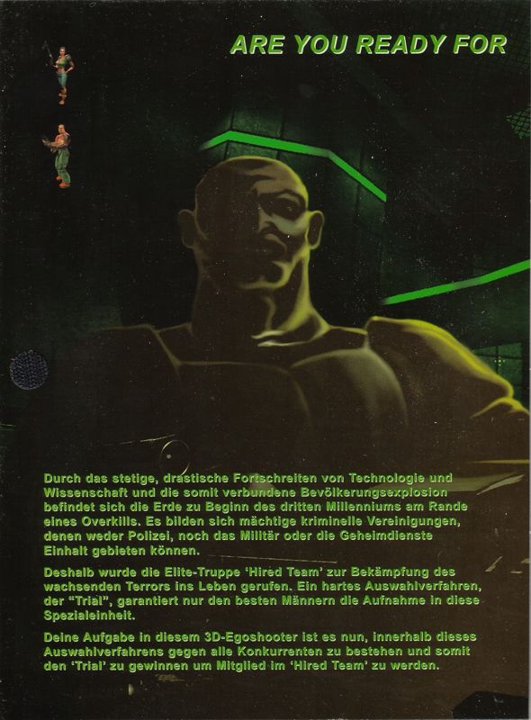 Inside Cover for Hired Team: Trial Gold (Windows): Left Flap