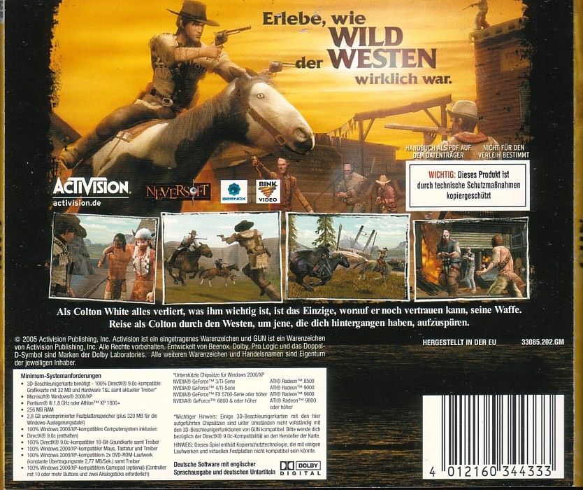 Back Cover for Gun (Windows) (Software Pyramide release)