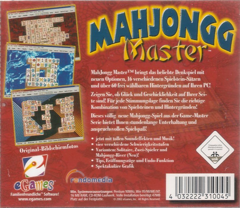 Back Cover for MahJongg Master (Windows)