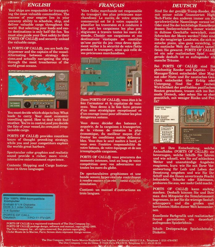 Back Cover for Ports of Call (DOS)