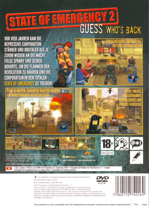 Back Cover for State of Emergency 2 (PlayStation 2)