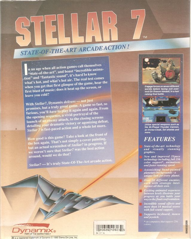 Back Cover for Stellar 7 (DOS) (3.5"/5.25" Dual-Media release)