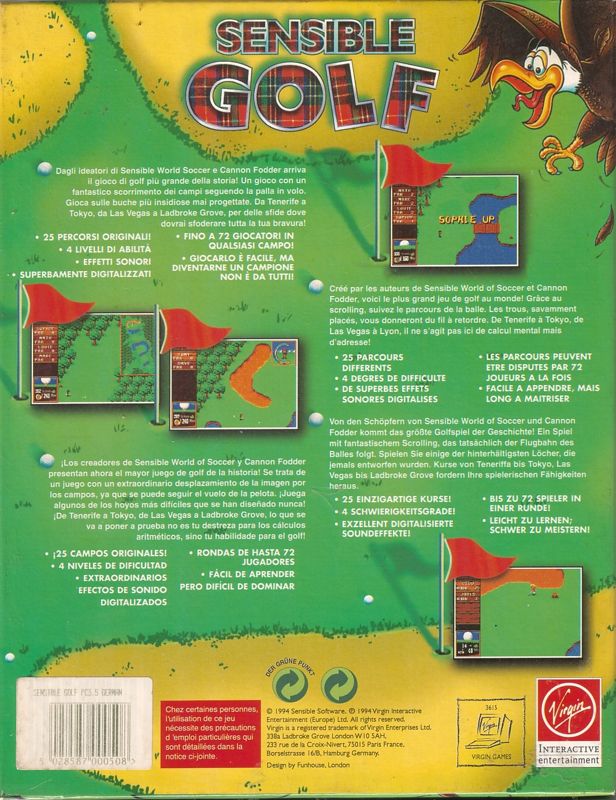 Back Cover for Sensible Golf (DOS) (3.5" floppy disk release)