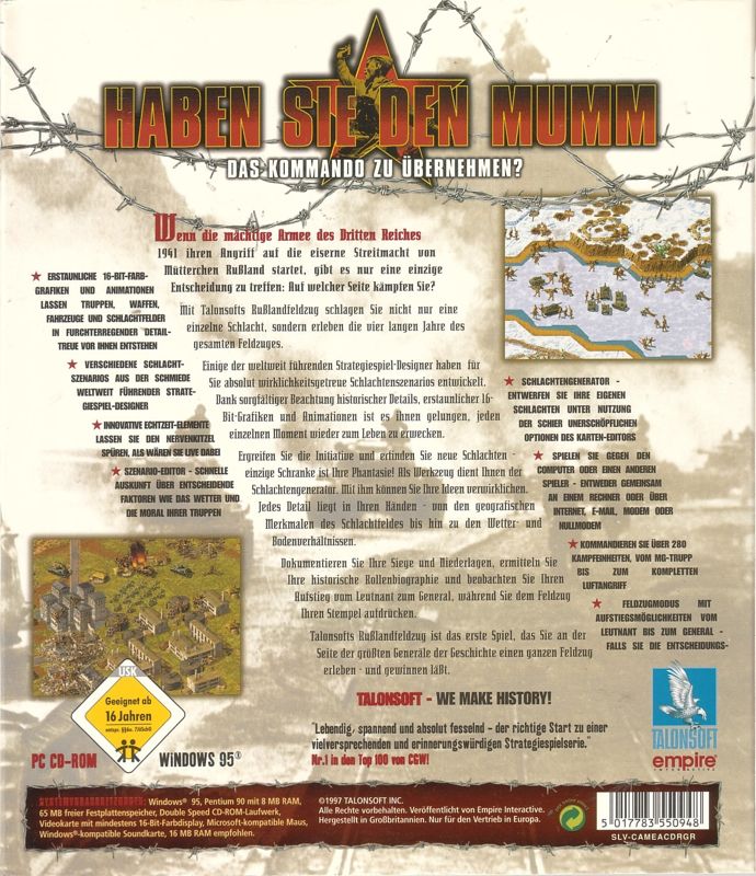 Back Cover for TalonSoft's East Front (Windows)