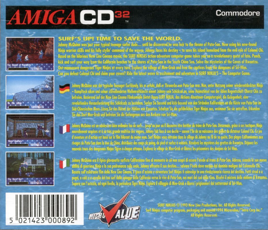 Back Cover for Surf Ninjas (Amiga CD32)