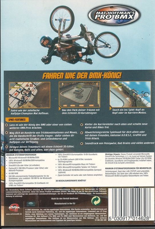 Back Cover for Mat Hoffman's Pro BMX (Windows)