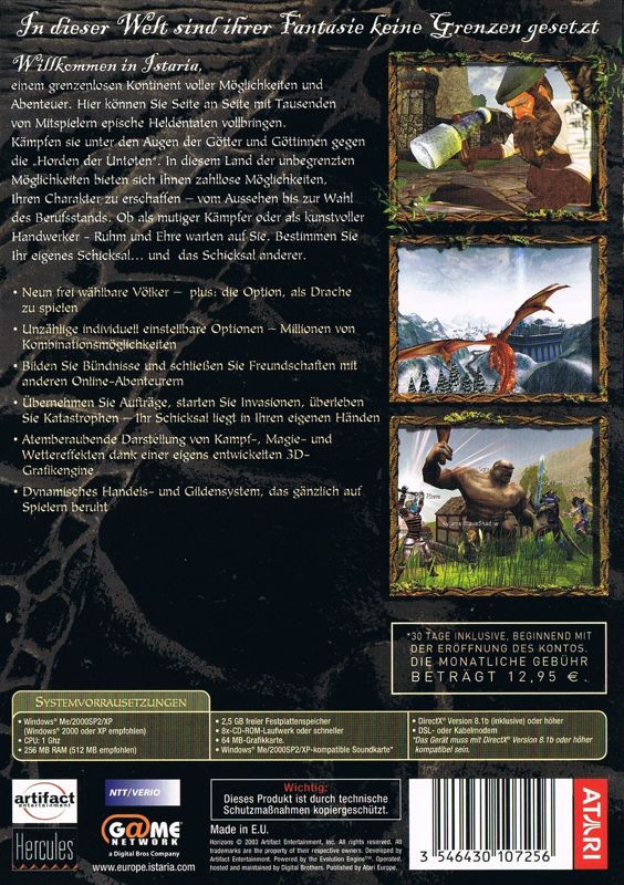 Back Cover for Horizons: Empire of Istaria (Windows)