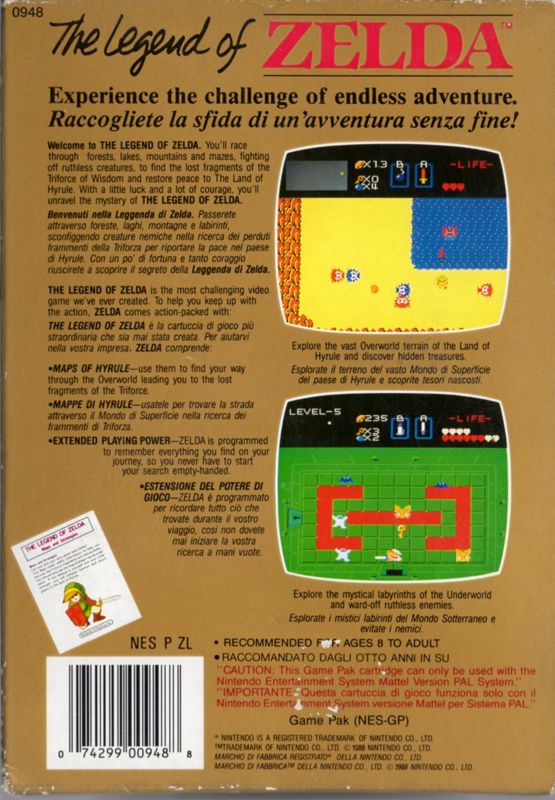 Back Cover for The Legend of Zelda (NES)
