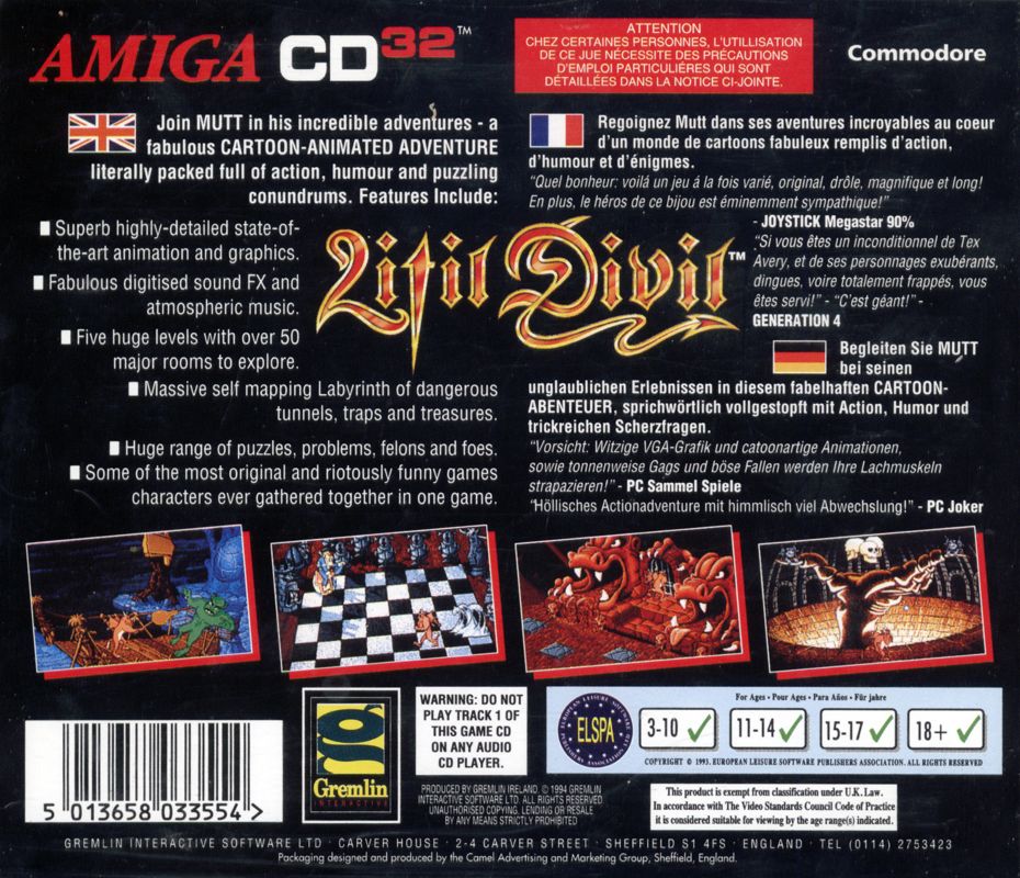 Other for Litil Divil (Amiga CD32): Jewel Case - Back