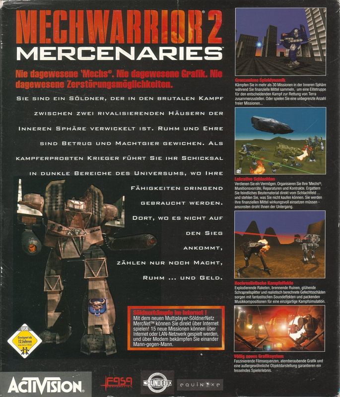 Back Cover for MechWarrior 2: Mercenaries (DOS and Windows)