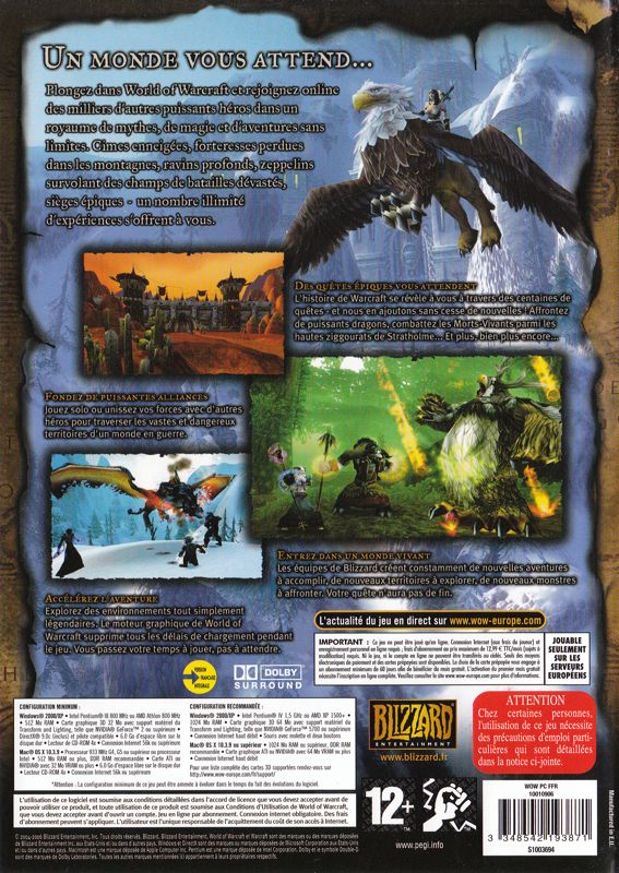 Back Cover for World of WarCraft (Macintosh and Windows)