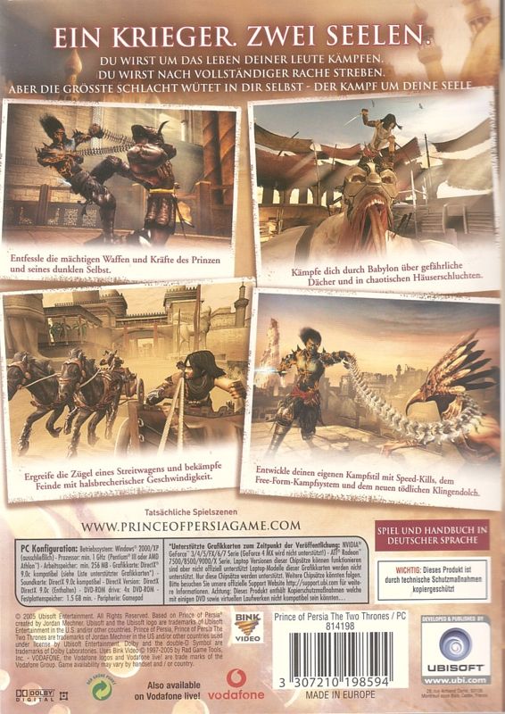 Back Cover for Prince of Persia: The Two Thrones (Windows)