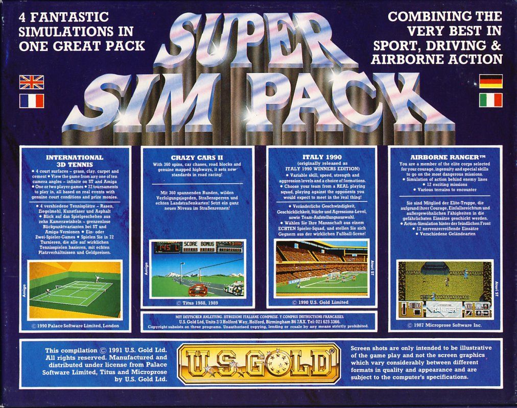 Back Cover for Super Sim Pack (Commodore 64)