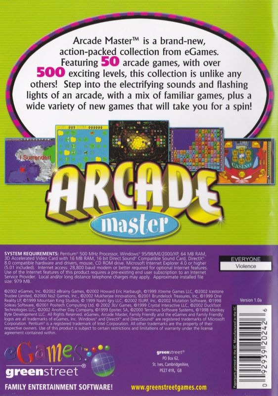 Back Cover for Arcade Master (Windows)