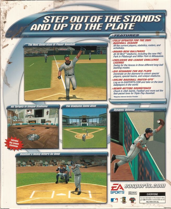 Back Cover for Triple Play Baseball (Windows)