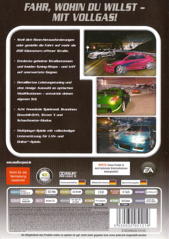 Back Cover for Need for Speed: Underground 2 (Windows) (EA Most Wanted release)