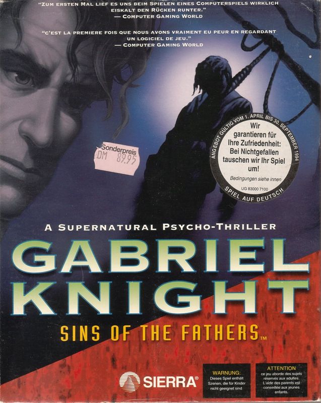 Front Cover for Gabriel Knight: Sins of the Fathers (DOS) (Komplett Deutsche Version)